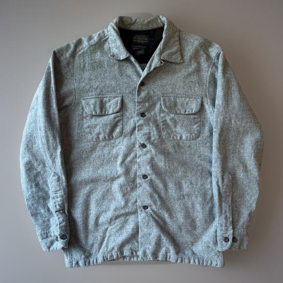Pendleton Board Shirt Medium Gray Loop Collar Wool Button Up Oregon Workwear - Picture 1 of 9